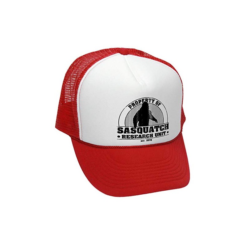 Sasquatch Research Unit - Retro Style Trucker Hat, Red, OSFA