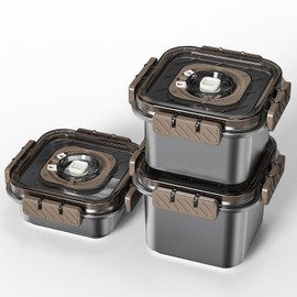 GANTIEXIA Stainless Steel Food Storage Bento Box Container, Stackable Meal Prep Kitchen Storage, Reusable Snack Containers, Leakproof Metal Lunch Box for Picnics (33+27+17 OZ)