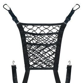 SUGOOE 3-Layer Car Mesh Organizer Seat Back Net Bag, Car Accessories Car Purse Holder, Cargo Tissue Purse Holder Barrier of Backseat Pet Kids for Car/SUV/Truck (Black)