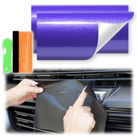 Purple 2pcs 5"x10" Super Gloss Metallic Vinyl Wrap Compatible with Chevy Bowtie Emblem Overlay Sticker Decal Front Rear Film Sheet Free Tool Kit