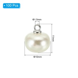 PATIKIL 10mm Pearl Buttons, 100pcs Chubby-Buttons Large Buttons Handmade Tightener White Faux Pearl with Shank for Crafts Sewing Clothes DIY Christmas Sweater Shirt, Silvery Beige