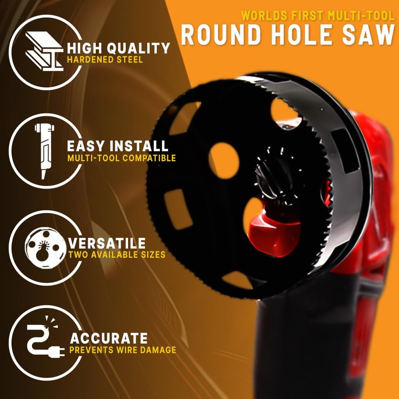 Rack-A-Tiers Round Multi-Tool Hole Saw. Cutting recessed Lights with oscillating
