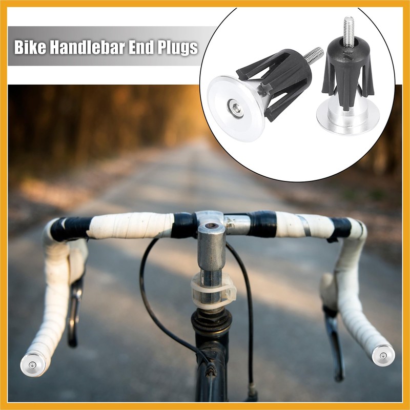 Partuto Pair Aluminum Alloy Bicycle Bike Handlebar End Plugs Silver