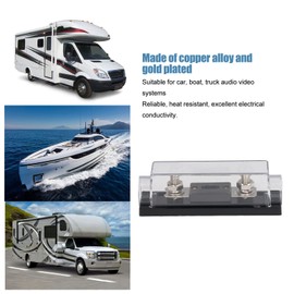 KIMISS 48V Car Fuse Holder Set, 6 Pieces Copper Alloy ANL Fuse with Fuse Holder Block 60A 80A 100A 150A 250A 300A for Car Boat Audio Stereo