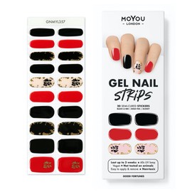 MOYOU LONDON Good Fortune Semi-Cured Gel Nail Strips - Pack of 20 Gel Nail Wraps for Salon Quality Manicure - Works with Any UV Nail Lamp - Easy to Apply - Good Fortune