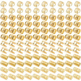 120 PCS Gold Dreadlock Beads Hair Jewelry Braids Accessories for Goddess Locs Crochet Passion Twist Hair Rings Soft Metal Adjustable Braiding Cuffs (1