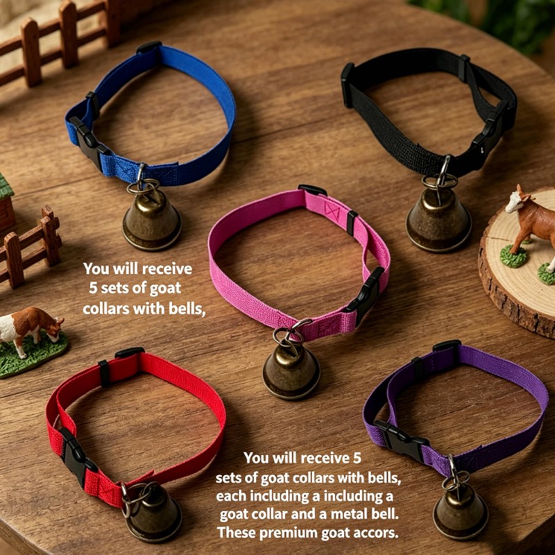 CJFNDFA 5 Pack Nylon Goat Collar with Bell, Adjustable for