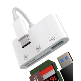 USB C Male to USB-A Female Type C Micro SD Card Reader (3 in 1) OTG 3.0 Converter Adapter Compatible Apple MFI Certified Thunderbolt 4 Plug Connector Microsd TF Flash Card Camera Photo Storage Data