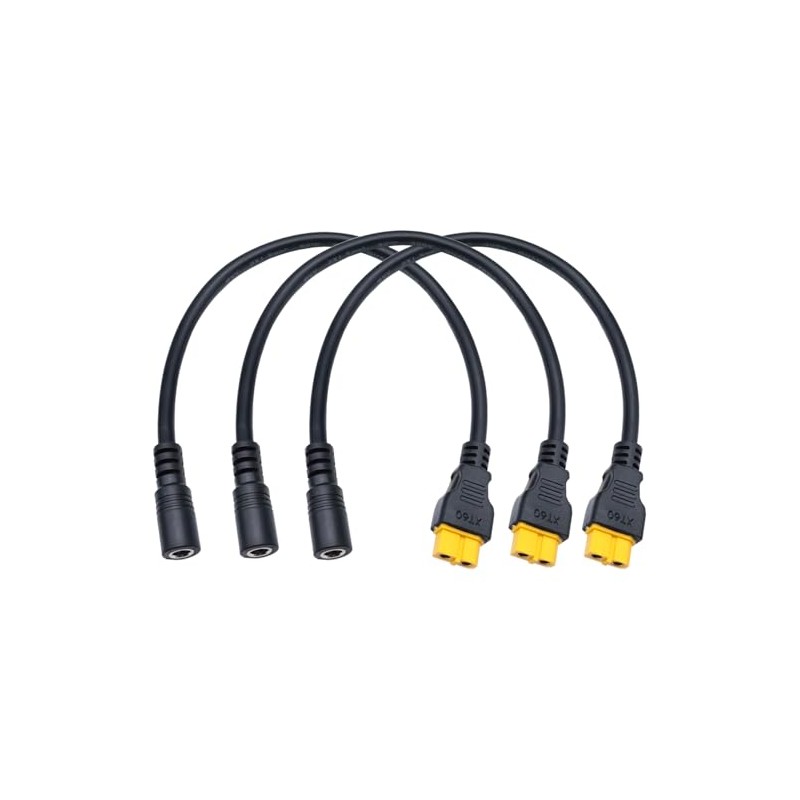 3-Pack 16AWG XT60 Female to DC 5.5×2.1mm Female Power Cable,