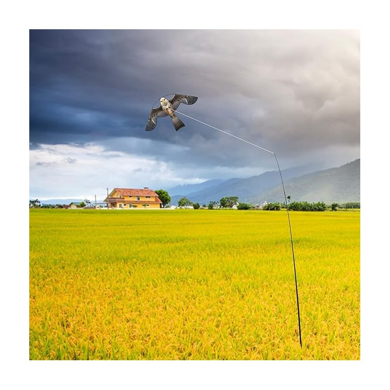 flyonte Bird Hawk Flying Kite with Pole Crop Protector Bird