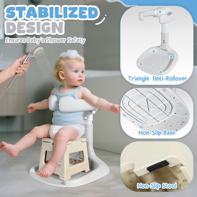 Orzbow Baby Shower Stand, Collapsible Baby Bath Stand with Foldable