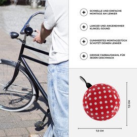 Urban Zweirad bicycle bell, Big Mama (large), bell for Dutch bikes or women’s bicycles, red, xl