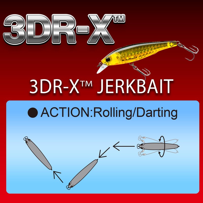 YO-ZURI 3DR-X Jerkbait (SP) 80mm Matte Ghost Pearl Chart Back