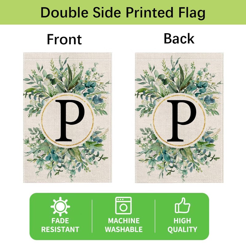 wyooxoo Monogram Letter P Floral Garden Flag 12x18 Inch Double