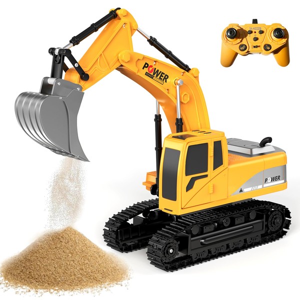 FUYLEY Remote Controlled Excavator Toy, 2.4GHz RC Excavator for Boys
