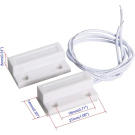 GUUZI Pack of 10 Surface Mounted Wired Door Window Magnetic Reed Switch NC Normally Closed Main Alarm Security System (White)