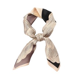 JERLA 100% Pure Mulberry Silk Square Scarf for Hair-26.7”X26.7” Women Men Natural Silk Neckerchief Headscarf, Flower Light Brown, 26.7”X26.7”