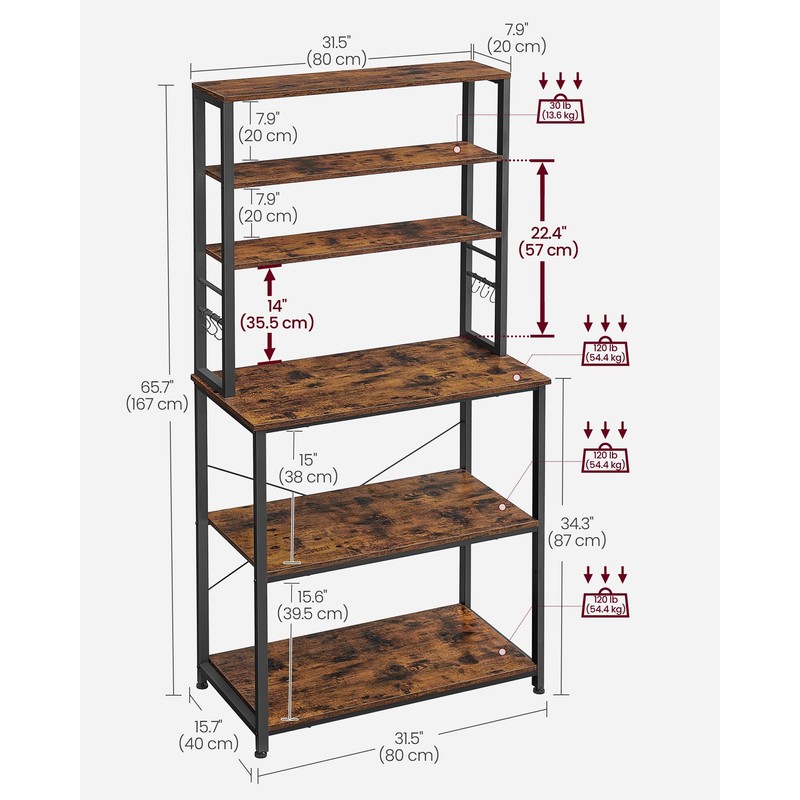 VASAGLE Coffee Bar, 31.5 Inches Baker's Rack for Kitchen with