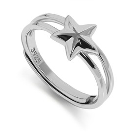 Meissa Double Layered Stacking Ring Silver Star Ring for Women Girls Cute Rings Size Adjustable Ring Celestial Jewelry Gifts, Silver