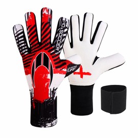HO Soccer Squadra Turf Negative England Goalkeeper Gloves, Unisex Child, Red/White