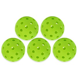 PMTFUMY 5 PCS Pickleball Balls Indoor，Pickleball Balls,Green Pickleball,Pickleballs for Outdoorwith 40 Small Precisely Drilled Holes Durable and Consistent Bounce Pickleball Balls