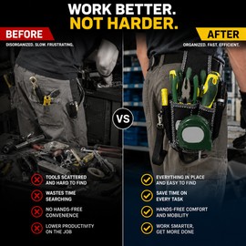 Electrician Tool Pouch for Work Belts – Polyester Waist Bag with Multi-Pocket Drill & Hand Tool Storage