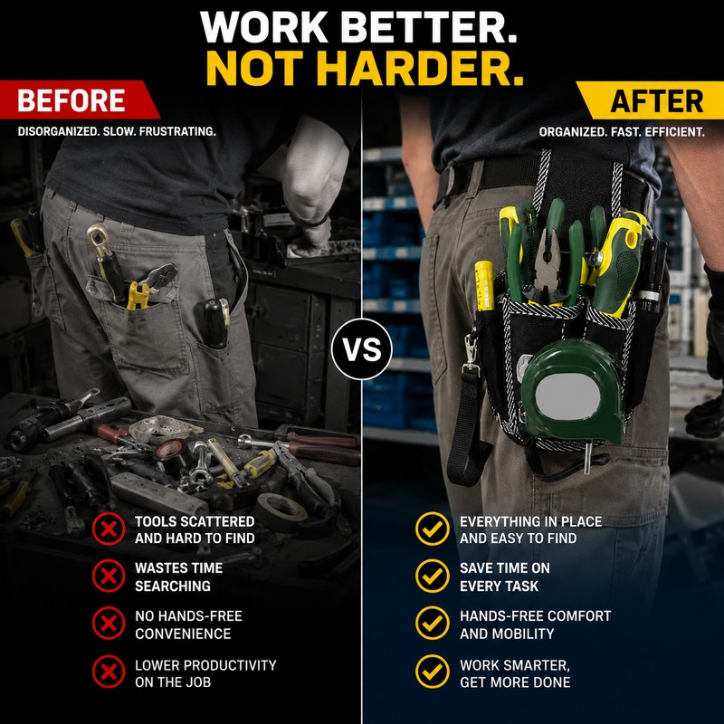 Electrician Tool Pouch for Work Belts – Polyester Waist Bag