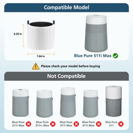 511i MAX Replacement Filter Compatible with BLUEAIR Blue Pure 511i Max Air Purifi-er, 3-IN-1 H13 True HEPA Filter and Activated Carbon Filtration System, White(2 Pack)