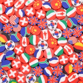 BERMRO 200pcs Polymer Clay Beads Mixed National Flag Clay Beads Heishi Clay Beads for Jewelry Making Bracelets Bulk(Flag)