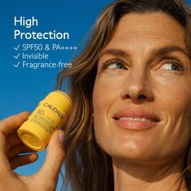 Caudalie Invisible High Protection Stick SPF50, Water-Resistant Face Sunscreen Stick for Face, Lips & Scars, SPF for Adults & Kids, Fragrance-Free, Vegan, 15g