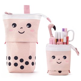 Pencil Case Cartoon Pencil Holder Cute Pencil Case Cosmetic Bag Organiser Standing Pencil Bag Stationery Case Gift for Student Teenager Girls Adult School Office (Pink), pink, Playful