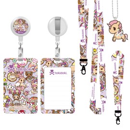 Tokidoki Unicorno Lanyards for Id Badges, Cute Holder with Retractable Reel Clip, Funny Unicorno Work Name Tags Keychain Lanyard ID Card Protector Teacher Nurse Doctor Office (Pink)