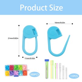 300Pack Locking Stitch Markers,Knitting Crochet Locking in Multiple Colors,Stitch Needle Clip, Suitable for Knitting, Weaving, Crochet, DIY Art and Handicraft Projects