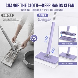 2 Pack Hands-Free Rotating Mini Mop for Wet & Dry Floor Cleaning