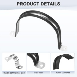 M METERXITY 6-Pack Cable Clamps, 4-1/2 Inch/ 114 mm 304 Stainless Steel Rubber Cushioned Insulated Cable Clamp U Shape Metal Holder for Tube/Wire/Pipe/Loop Installation