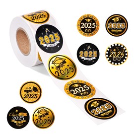 Gosknor 500pcs Graduation Stickers, 1.5 Inch Round Graduation Cap Decal Seals Class of 2025 Congrats Grad Labels Grad Party Supplies Favors for Envelopes Diploma Certificates