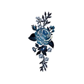 Mono-Quick Iron-On Patch Roses Flowers Blue 7 x 15 cm