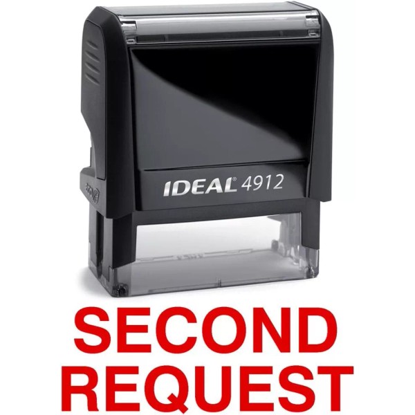 IDEAL SECOND REQUEST Red Stock Self-Inking Rubber Stamp