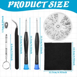 Eye Glass Repairing Kit Eyeglass Screws Nuts Anti Slip Nose Pads Nuts Tweezers Screwdrivers, Sunglasses Screws Eye Glass Repair Watch Screw for Glasses Repairs Kits for Sunglass Jewelry Fixing