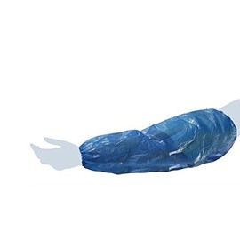 Schutz Ärmel Arme Einweg undurchlässig 100 Stück - Blaues Polyethylen - Mit Gummizug an beiden Seiten - Länge 40 cm - Einweg-Griffabdeckung mit hochwertigen Materialien - Erfüllt die neuen Gesundheits