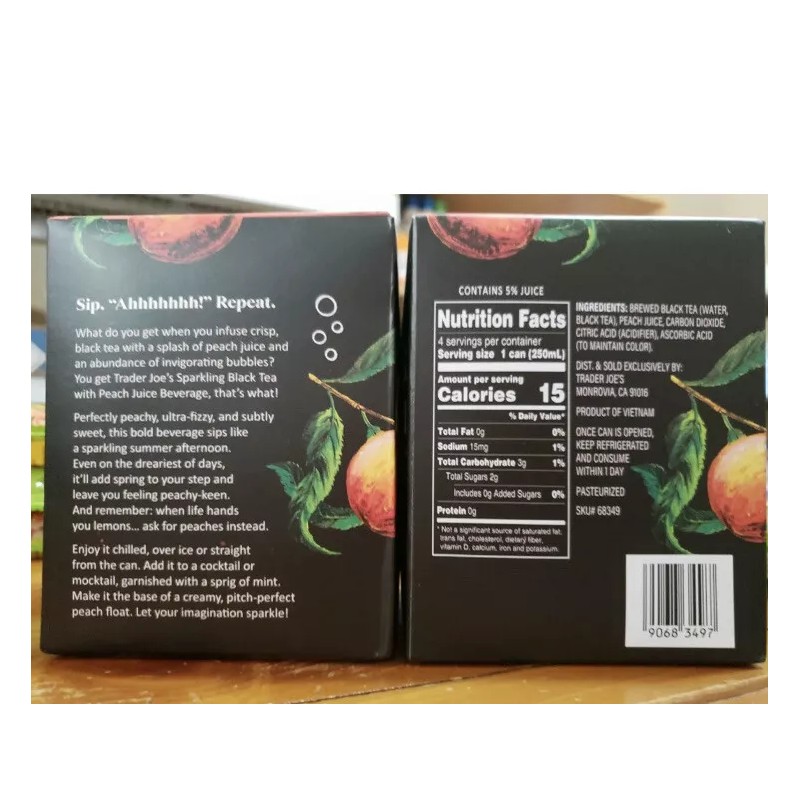 Trader Joe's (12) Cans Trader Joe’s SPARKLING BLACK TEA w/