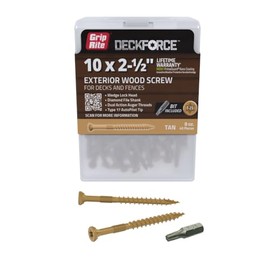 Grip-Rite GRDF212STT40 DeckForce #10 x 2-1/2" Nano Coated Wood Screws, Tan, 40 Count Box