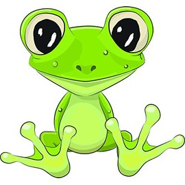 Cute Baby Animal Love Kids Learning Toy Cartoon Vinyl Sticker (2" Tall, Frog)