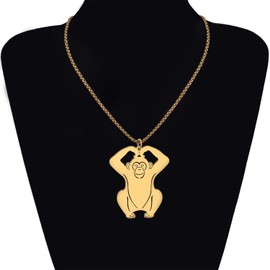 DALANE Stainless Steel Cute Gorilla Necklace 18k Gold Plated Monkey Pendant Animals Jewelry Gifts for Women Charms Party Favors (Gold Plated)