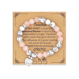 ALLY-MAGIC Teacher Gifts Natural Stone Teacher Bracelets Thank You Gift Teacher Appreciation Gifts Inspirational Teacher Presents for Women Graduation Birthday Teachers Day Christmas Y9-FBJSSL