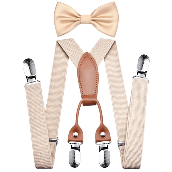 Branduce Champagne Baby Boy Bow tie and Suspender Set with