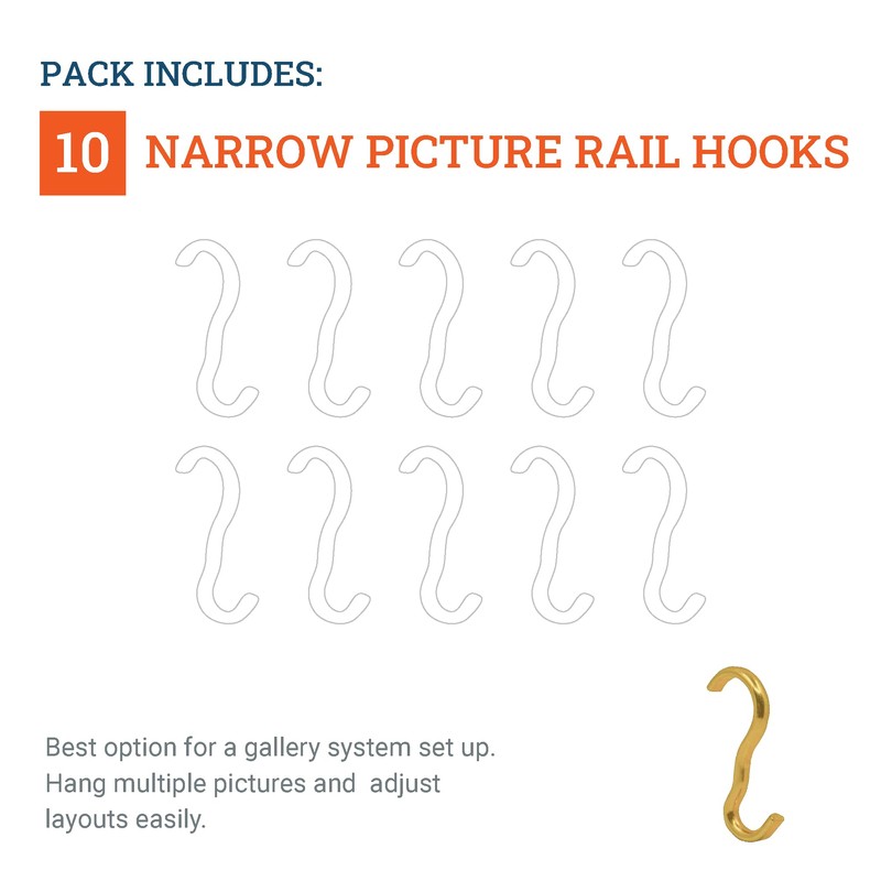 PHS Picture Rail Hooks - Durable Picture Rail Hangers -