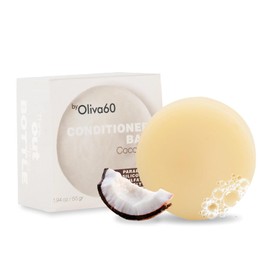 Acondicionador en barra de oliva. Oliva60. Extra hidratante. Desenreda y repara. Con aceite de argán orgánico, macadamia, manteca de karité. Provitamina B5. Libre de sulfatos, parabenos, siliconas. 55gr. (Crema de coco)