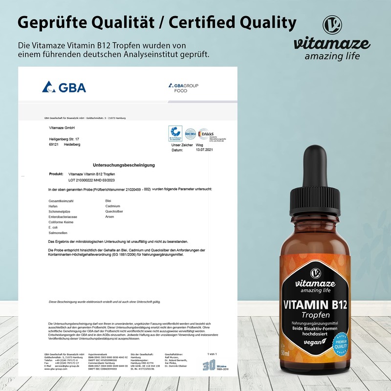 Burxoe Vitamin B12 Drops 500 mcg, Vegan High Dose Drops,