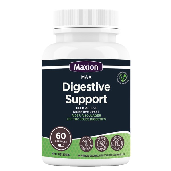 MAXION Maxion Digestive Support, 60 Capsules with Ginger, Peppermint and